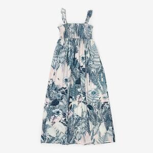 Agua Bendita Maxi Dress Size 12 Girls Helios Print Pink Floral Botanical Smocked